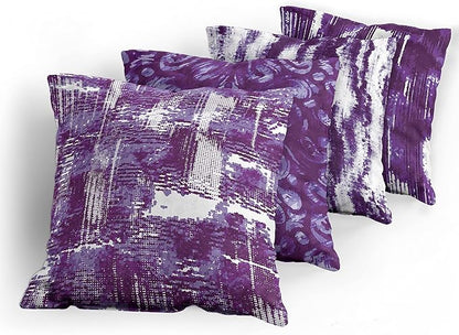 Ambesonne Vintage Throw Pillow Cushion Case Pack of 4, Abstract Grunge Effect Brushstrokes and Waving Striping Stains Paisley Drops, Modern Accent Double-Sided Digital Printing, 20", Ceil Blue Purple