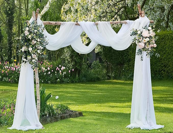 LinenZone White Window Scarf Valance in 144 Inch Size. Use Window Scarves as Canopy Bed or Backdrop Curtains, Curtain Scarf, or Sheer Fabric for Draping. (Amazing 55 x 144, White)