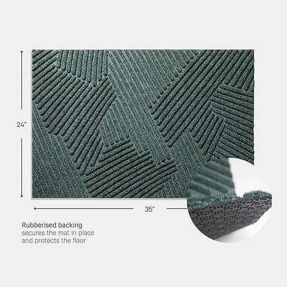 Strå Front Door mat, Indoor Outdoor Rug Waterproof, Scandinavian Home Decor, Fall Doormat, 2x3 Washable Rug - Green