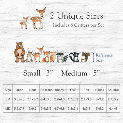 Back40Life Forest Critters Painted Wooden Animal Cutout Shapes (Acrylic Medium + Stands (Bundle of 8))