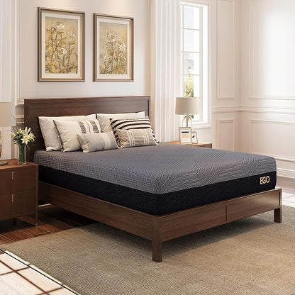 EGOHOME 10 Inch Twin Mattress, Copper Gel Cooling Memory Foam Mattress for Back Pain Relief,Therapeutic Single Mattress Bed in a Box, Made in USA, CertiPUR-US Certified, 38x75x10 Black