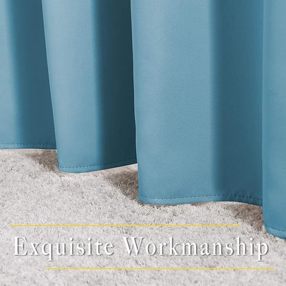 NICETOWN Blackout Teal Blue Living Room Curtains - Grommet Solid Thermal Insulated Sound Reducing Room Darkening Privacy Doorway Curtains for Bedroom (2 Panels, W52 x L78)