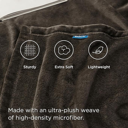 Bedsure GentleSoft Fleece Throw XL Blanket Brown - 300GSM Soft Lightweight Plush Cozy Blankets for Bed, Sofa, Couch, Travel, Camping, 50x70 inches