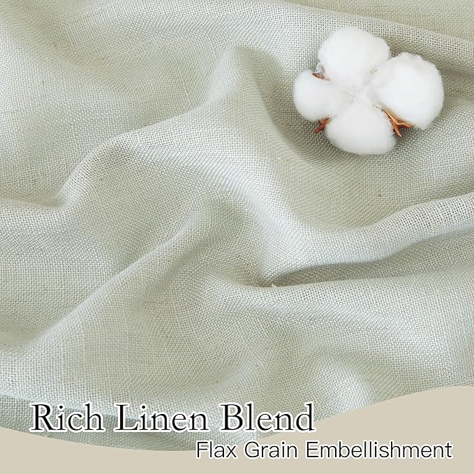 RYB HOME Thick Linen Curtains 102 inches Long, Wrinkle Resistance Semi Translucent Vertical Boho Linen Burlap for Living Room Kids Room Home Office, W 52 x L 102 inches, Sage Green, 2 Panels