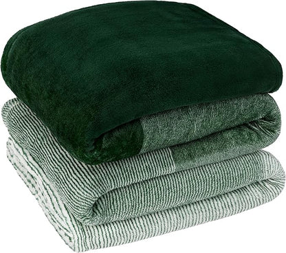 Pavilia Green Ombre Fleece Bed Blanket, Soft & Lightweight, Emerald Forest Green Gradient, Cozy Microfiber, Twin Size (60x80)