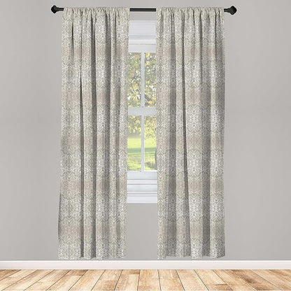 Ambesonne Grey Curtains, Victorian Lace Flowers and Leaves Retro Background Old Fashioned Graphic, Window Treatments 2 Panel Set for Living Room Bedroom, Pair of - 28" x 63", Warm Taupe