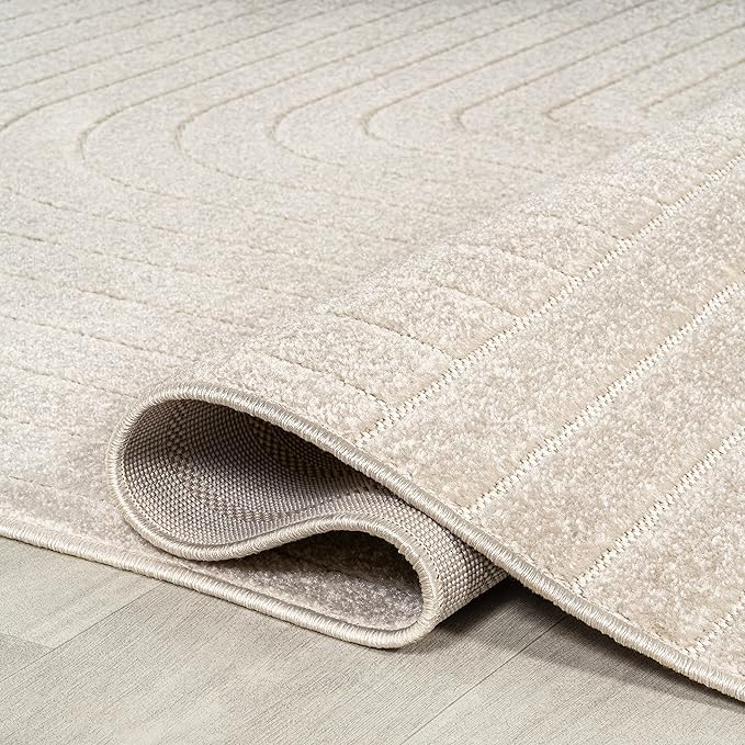 Eyely NCS101A-8 Scandinavian Odense Minimalist Angle Geometric Indoor Area Rug, Modern, Contemporary, Coastal, Bohemian, Bedroom, Kitchen, Living Room, Non Shedding, Ivory/Cream, 8' x 10'