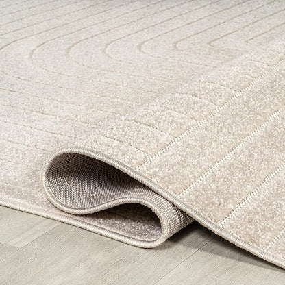Eyely NCS101A-9 Scandinavian Odense Minimalist Angle Geometric Indoor Rug, Pet Friendly, Non-Shedding, Stain Resistant, Easy-Cleaning, Ivory/Cream, 9 ft. x 12 ft., Indoor/Outdoor, Area Rug