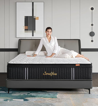 Queen Mattress,12 Inch Queen Size Mattresses Memory Foam Hybrid Black Mattress in a Box,with Provide Support and Improve Sleep Mattresses,Medium Firm,CertiPUR-US.