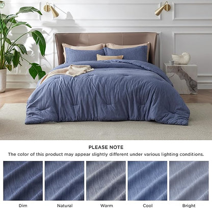 Bedsure Full Comforter Set - Infinity Blue Soft Bedding for All Seasons, Cationic Dyed Bed Set, 3 Pieces, 1 Full Size Comforter (82"x86") and 2 Pillow Shams (20"x26"+2")