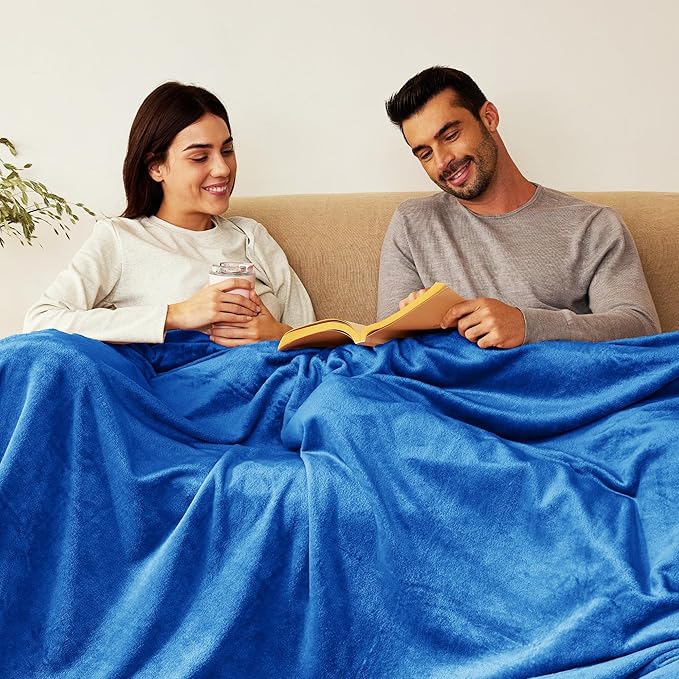 Exclusivo Mezcla Fleece Blanket Twin Size for Bed, Super Soft and Warm, All Season Use, Cozy, Plush, Lightweight, 90x66 Inches, Cobalt Blue