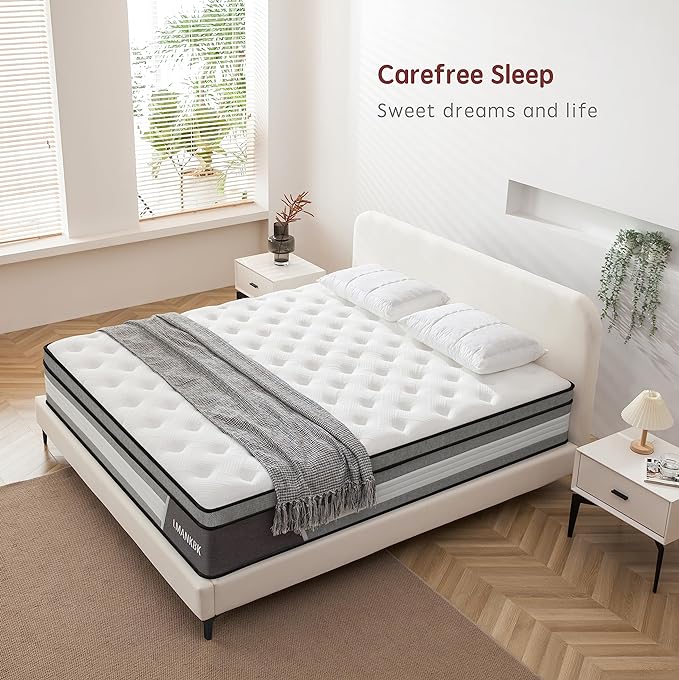Full Mattress 12 Inch Hybrid Mattress Full - Memory Foam & Individually Pocket Coils Springs | Pressure Relief | Motion Isolation, Edge Support | CertiPUR-US Certified | Medium Firm