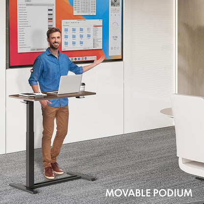 FLEXISPOT Medical Adjustable Overbed Bedside Table with Wheels Pneumatic Mobile Standing Desk Laptop Desk Rolling Computer Cart Movable Table Hospital Home Use(31.5" W x 17.7" D, Mahogany Large)