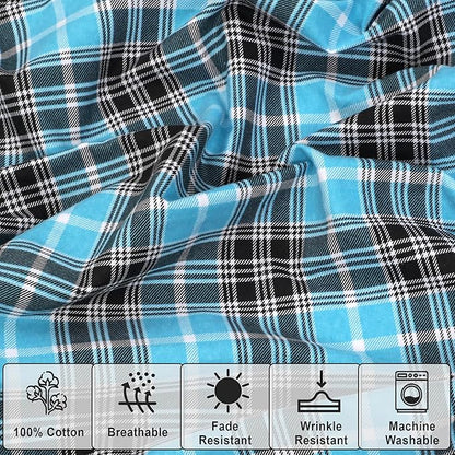 RUVANTI Flannel Sheets Full Size - 100% Cotton Double Brushed Bed Sheets Set, Deep Pockets 16 Inches, All Seasons Breathable & Extra Soft Full Sheets, Warm & Cozy, 4 Piece, Teal Plaid