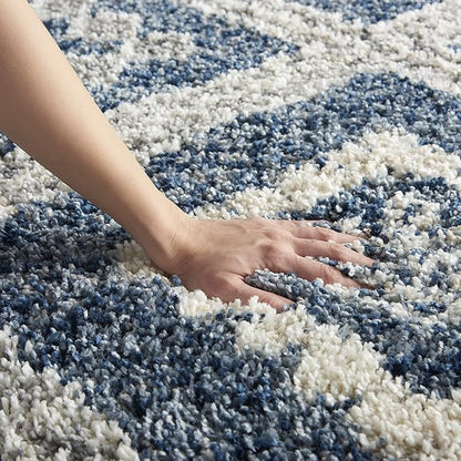 Nourison Home Scandinavian Shag Denim Blue 7'10" x 10'6" Area Rug, Easy Clean, Non Shedding, Bed Room, Living Room, Dining Room, Kitchen (8x11)