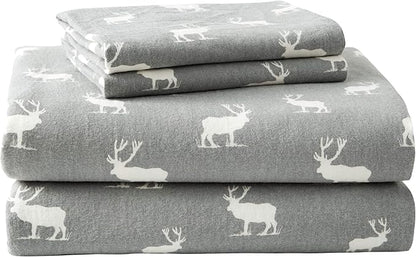 Eddie Bauer - Twin Sheets, Cotton Flannel Bedding Set, Brushed For Extra Softness, Cozy Home Decor (Elk Grove, Twin)