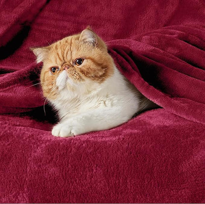Bedsure GentleSoft Fleece Throw XL Blanket Red - 300GSM Soft Lightweight Plush Cozy Blankets for Bed, Sofa, Couch, Travel, Camping, 50x70 inches