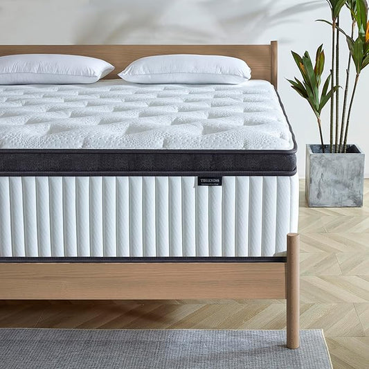 King Size Mattress, 12 Inch Innerspring Hybrid Mattress in a Box with Gel Memory Foam, Individually Wrapped Encased Coil Pocket Spring Mattresses, Pressure Relief, Medium Firm, 76"*80"*12"