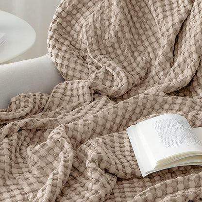 Bedsure Cooling Cotton Waffle Twin XL Blanket - Lightweight Breathable Blanket of Rayon Derived from Bamboo for Hot Sleepers, Luxury Throws for Bed, Couch and Sofa, Taupe, 66x90 Inches