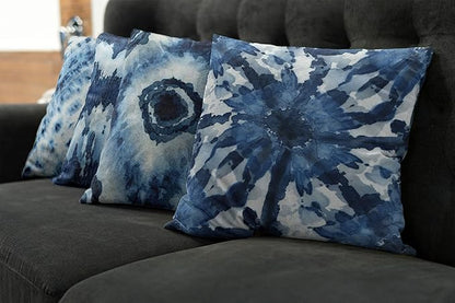 Ambesonne Watercolor Throw Pillow Cushion Case Pack of 4, Abstract Design Ikat Inspired Tribal Themed Painting Look Oceanic Tones Print, Modern Accent Double-Sided Digital Printing, 18", Slate Blue