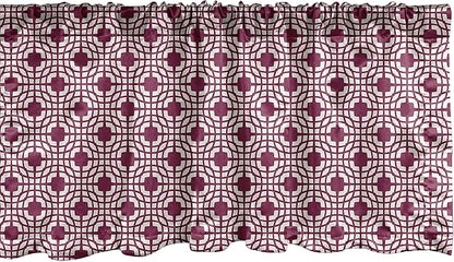 Lunarable Grid Window Valance, Traditional Abstract Symmetric Line Art Grid with Lines and Squares, Curtain Valance for Kitchen Bedroom Decor with Rod Pocket, 54" X 18", Magenta White