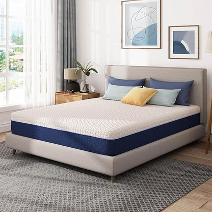 10 Inch King Size Mattress, Gel Cooling Memory Foam Mattress in A Box, Medium Firm Feel for Back Pain Relief, CertiPUR US Certified
