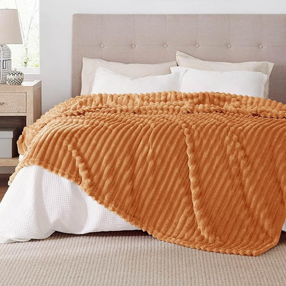 Bedsure GentleSoft Queen Blanket for Bed - Cozy Soft Fall Blankets for Women, Cute Large Fall Throws for Girls, Orange, 90x90 Inches