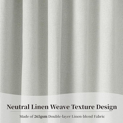 KangBang Light Grey Blackout Curtains 96 Inches Long, Thermal Insulated Sun Blocking Linen Curtains for Living Room, Back Tab Hook Belt Pleated Neutral Drapes for Cottage Urban(52Wx96L,2 Panels)