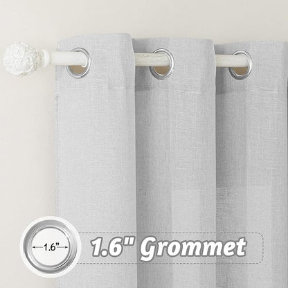 RYB HOME Curtains 95 inch - Subtle Linen Texture Sheer Curtains for Living Room, Glare Scattering Privacy Drapes for Bedroom/Doorway/Dining, Width 52 x Length 95, 1 Pair, Dove Grey