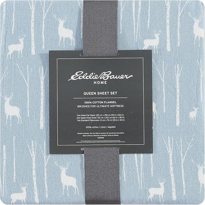 Eddie Bauer - Twin Sheets, Cotton Flannel Bedding Set, Brushed For Extra Softness, Cozy Home Decor (Birch Forest, Twin)
