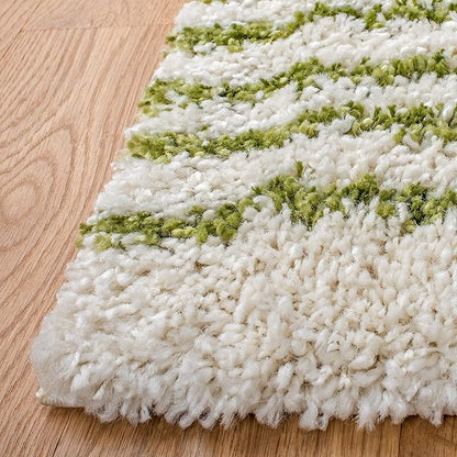 SAFAVIEH Arizona Shag Collection Area Rug - 10' x 14', Ivory & Green, Moroccan Design, Non-Shedding & Easy Care, 1.6-inch Thick, Ideal for The Living Room, Bedroom, Dining Room (ASG741Y-10)