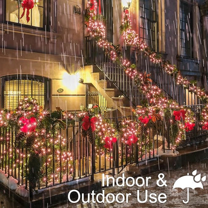 BrizLabs Pink Christmas Lights, 69.6ft 300 Count Pink String Lights Connectable, UL Certified Incandescent Christmas Lights Green Cord, Outdoor Mini Lights Set for Indoor Xmas Party Garden Patio