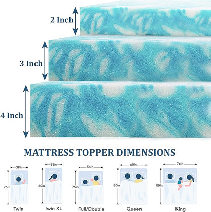 EGO Topper 4 Inch King Memory Foam Mattress Topper, Gel Foam Mattress Topper for Pressure Relief, Ventilated Design Bed Topper in a Box, CertiPUR-US Certified, 76"×80", Medium