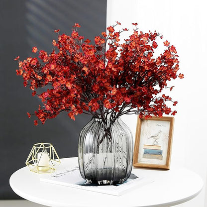 JAKY-Global Babys Breath Silk Artificial Flowers Bulk 12pcs for Fall Decor Fake Flower Bouquet Bulk for Home Kitchen Indoor Bouquet Floral Arrangement Table Centerpieces Party Decor(Burnt Red Brown)