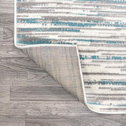 JONATHAN Y Speer Abstract Linear Stripe Gray/Blue Indoor Area Rug, 4x6, Contemporary, Rustic, Easy-Cleaning for Living Room, Bedroom, Kitchen, Pet Friendly, Non-Shedding (LUX106A-4)