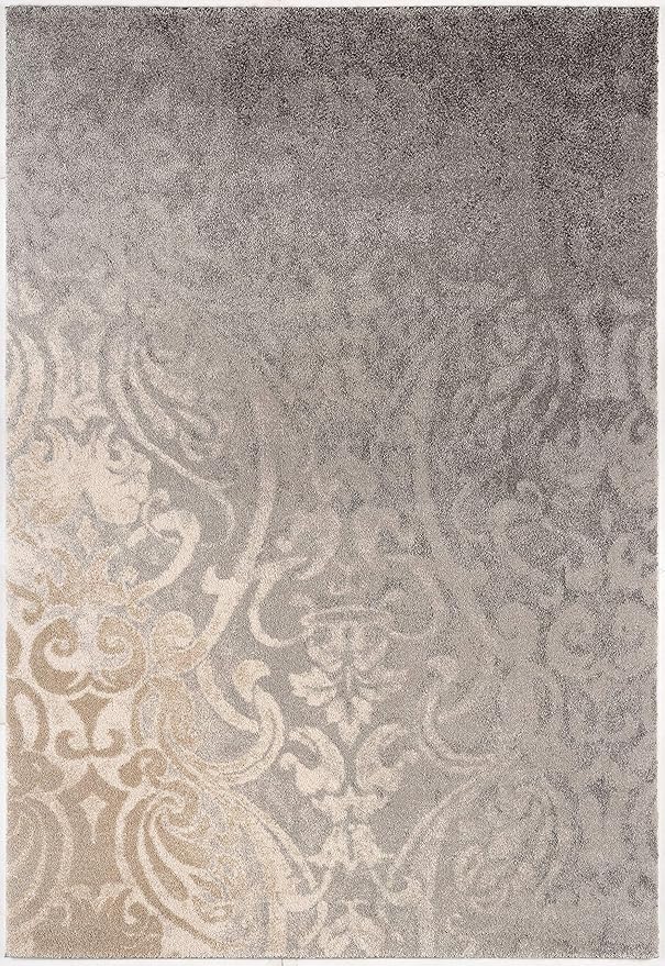 RUG BRANCH New Zealand Plush 4' x 6' (3'9" X 5'6") Modern Indoor Area Rug, Contemporary, Grey Beige - Living Room, Bedroom, Dining Room, and Kitchen