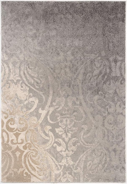 RUG BRANCH New Zealand Plush 4' x 6' (3'9" X 5'6") Modern Indoor Area Rug, Contemporary, Grey Beige - Living Room, Bedroom, Dining Room, and Kitchen