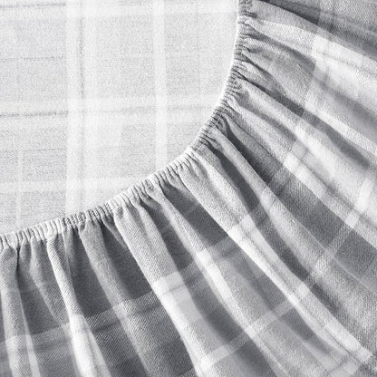 Laura Ashley - Flannel Sheets King Size, Anti-Pilling & Wrinkle Resistant Cotton, Touchably Soft for All-Season Comfort - Bed Sheets with Matching Pillowcases & Fitted Sheet (Mulholland Plaid Grey)