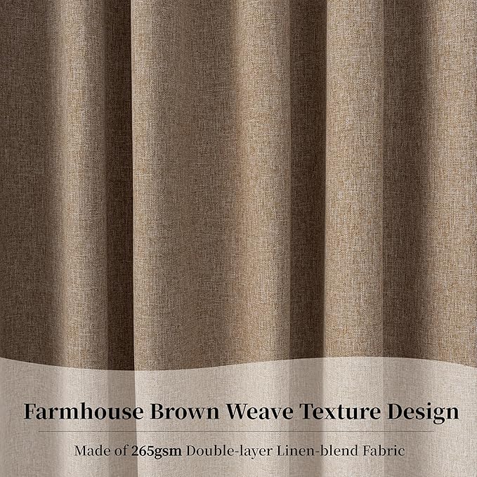 KangBang Extra Wide Blackout Curtains 108 Inches Long for Sliding Patio Door, Extra Wide Soft Thick Linen Back Tab Pleated Drapes for Large Windows Modern Patio Glass Doors,72Wx108L,2 Panels, Biscuit