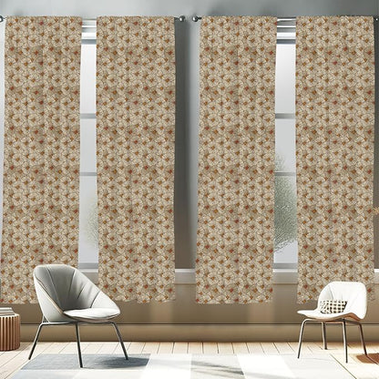 Ambesonne Vintage Window Curtains Pack of 2, Sketch Art Style Gerbera Daisies Abstract Flowers Autumn Garden Flourish, Lightweight Set with Rod Pocket, 4 Panels of - 28" x 84", Marigold Orange