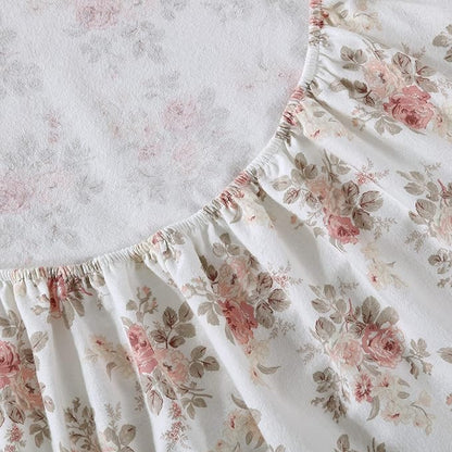 Laura Ashley - Flannel Sheets King Size, Anti-Pilling & Wrinkle Resistant Cotton, Touchably Soft for All-Season Comfort - Bed Sheets with Matching Pillowcases & Fitted Sheet (Lisalee Pink)
