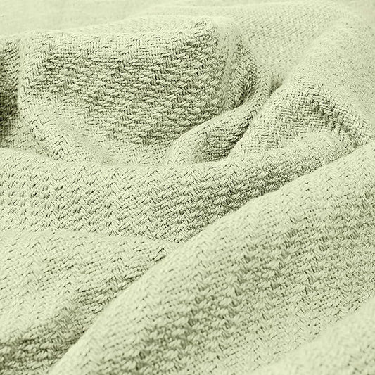 COTTON CRAFT Soft Cotton Thermal Blanket - Plush Herringbone Twill - All Season Luxurious Breathable Skin Friendly Lightweight Cooling Throw Blanket - Sofa Couch Travel Camping Dorm - King Sage