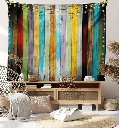 Lunarable Colorful Tapestry, Vertical Wood Planks in Carpentry Oak Timber Rustic Country, Fabric Wall Hanging Decor for Bedroom Living Room Dorm, 23" X 28", Brown