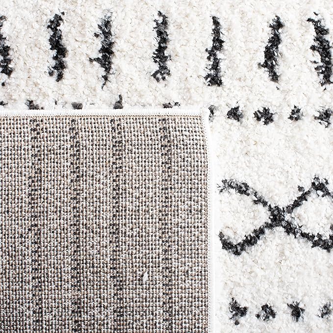 SAFAVIEH Arizona Shag Collection Area Rug - 2'3" x 16' Runner, Ivory & Black, Non-Shedding & Easy Cleaning, Plush Thick Pile, Ideal for Living Room, Bedroom, Dining Space (ASG741Z)