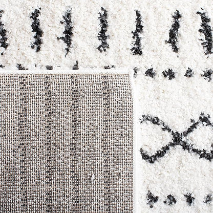 SAFAVIEH Arizona Shag Collection Area Rug - 2'3" x 20' Runner, Ivory & Black, Non-Shedding & Easy Cleaning, Plush Thick Pile, Ideal for Living Room, Bedroom, Dining Space (ASG741Z)
