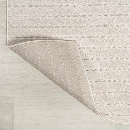 Eyely NCS101A-6SQ Scandinavian Odense Minimalist Angle Geometric Indoor Rug, Pet Friendly, Non-Shedding, Stain Resistant, Easy-Cleaning, Ivory/Cream, 6' Square, Indoor/Outdoor, Area Rug