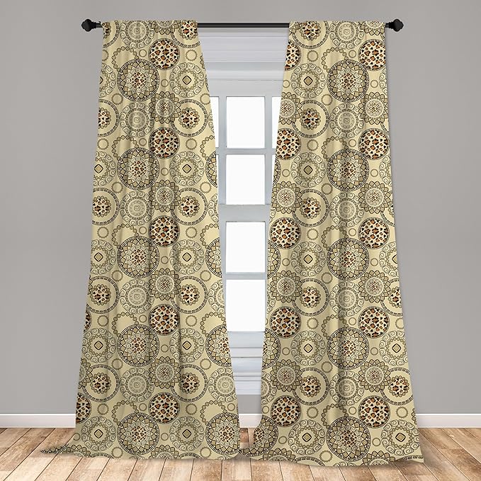 Ambesonne Animal Print Window Curtains, Savannah Pattern Cheetah Skin Fauna Theme in Neutral Colors, Lightweight Decor 2-Panel Set with Rod Pocket, Pair of - 28" x 63", Beige Brown