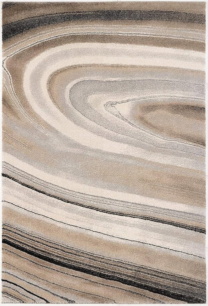 RUG BRANCH New Zealand Plush 7' x 10' (6'6" X 9'6") Scandinavian Indoor Area Rug, Contemporary, Cream Beige - Living Room, Bedroom, Dining Room, and Kitchen