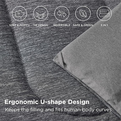 Bedsure Queen Comforter Set - Cooling and Warm Bed Set, Dark Grey Reversible Bedding for All Season, 3 Pieces, 1 Queen Size Comforter (88"x88") and 2 Pillow Cases(20"x26")