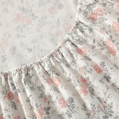 Laura Ashley - Flannel Sheets Queen Size, Anti-Pilling & Wrinkle Resistant Cotton, Touchably Soft for All-Season Comfort - Bed Sheets with Matching Pillowcases & Fitted Sheet (Rosalie Grey)